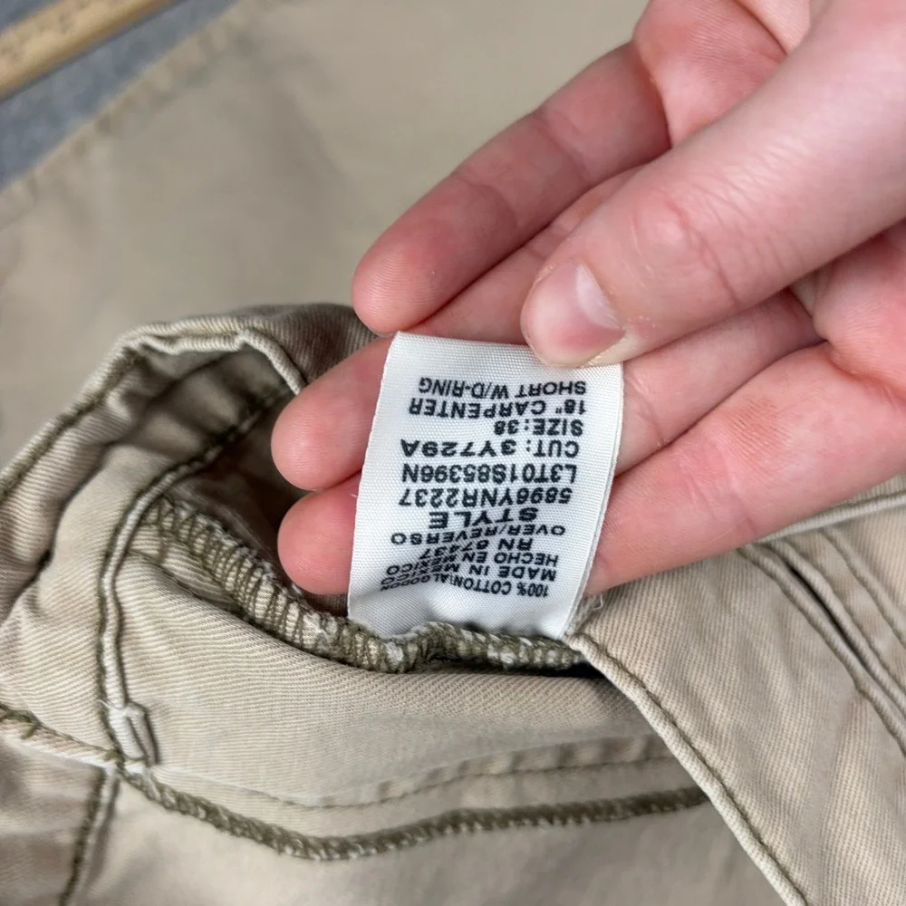 Polo Jeans Co‎ Carpenter Shorts Mens 38 Tan Khaki Carpenter Short W/D-Ring Y2K